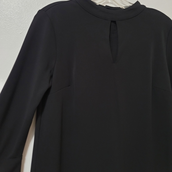 Ann Taylor Black Long Bell Sleeve Jersey Shift Dress Size Small Stretch - Picture 8 of 14